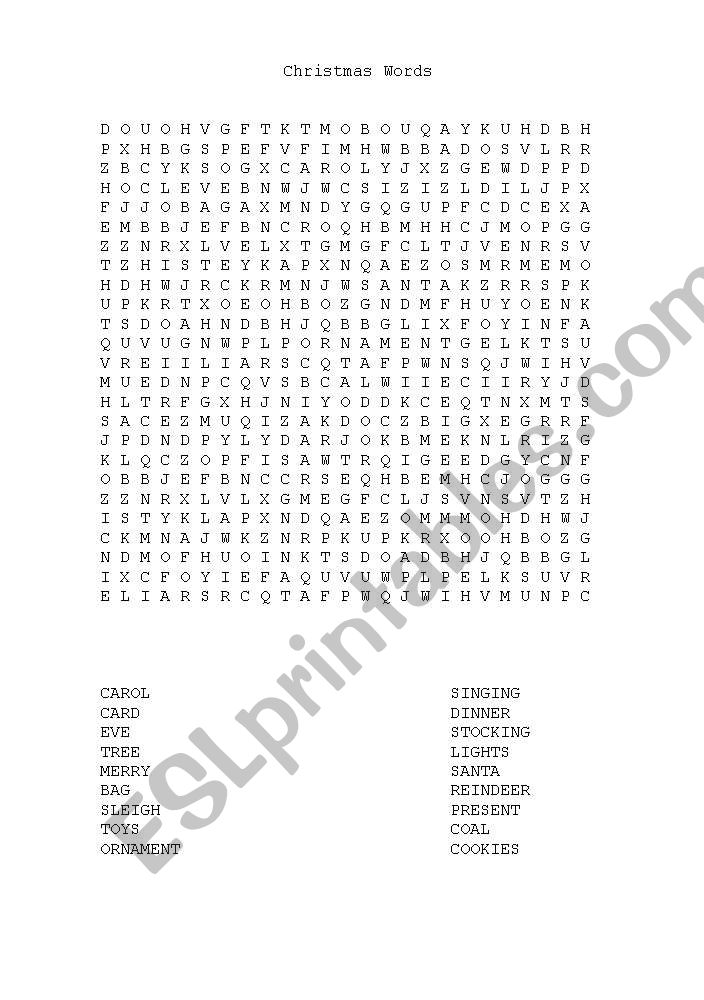 Christmas Word Search worksheet