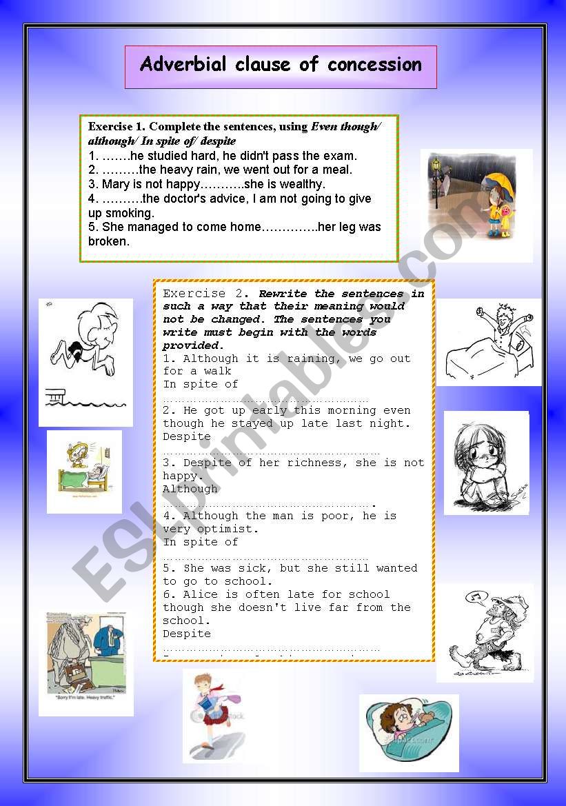 Adverbial Clause Of Concession ESL Worksheet By Nhuquynh285