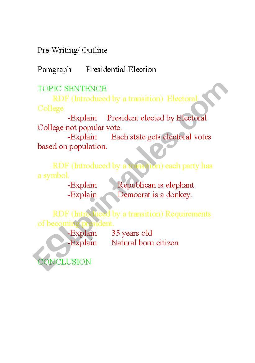 Election Outline worksheet