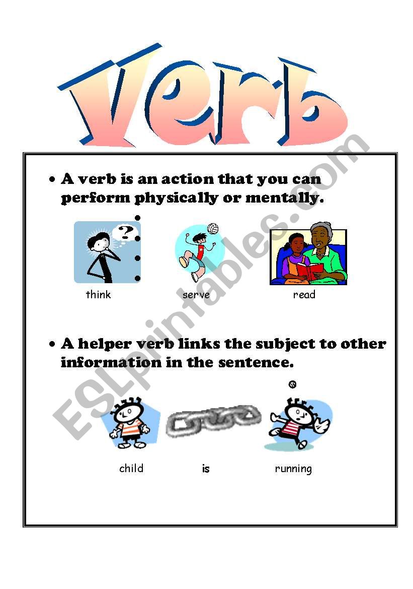 what is a verb poster worksheet