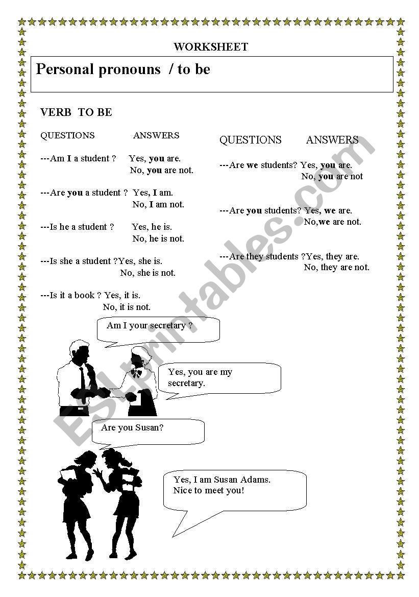 verb to be and personal pronouns