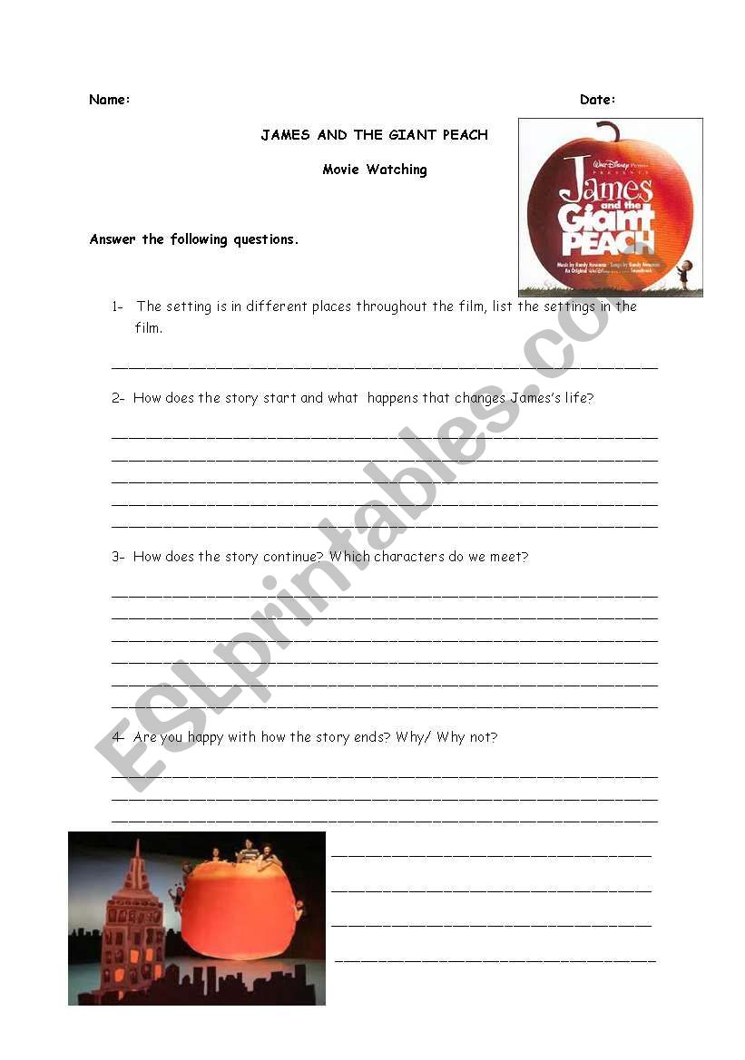 James And The Giant Peach ESL Worksheet By Nsalcan