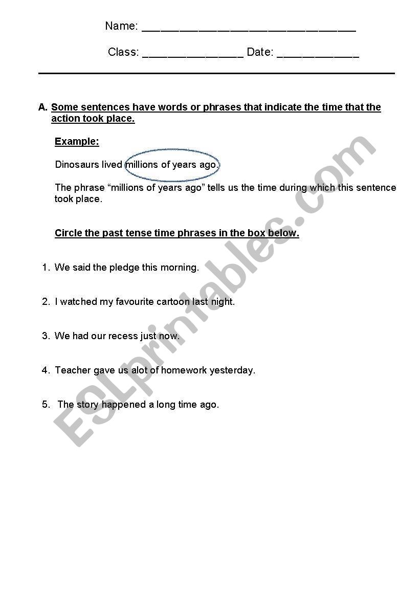 Simple past tense worksheet worksheet