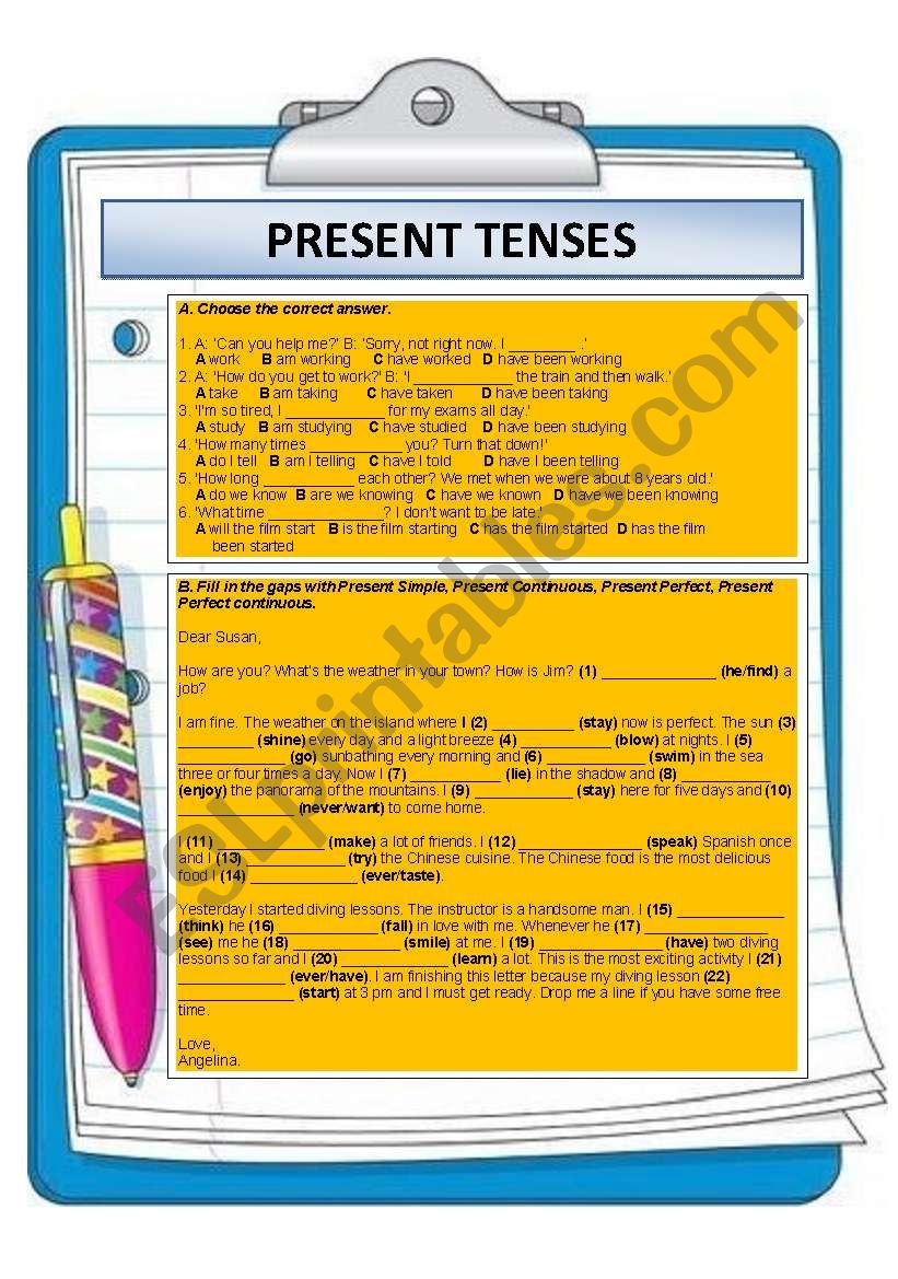 PRESENT TENSES (+KEYS, TOTALLY EDITABLE)