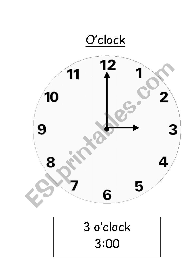 Oclock minichart worksheet