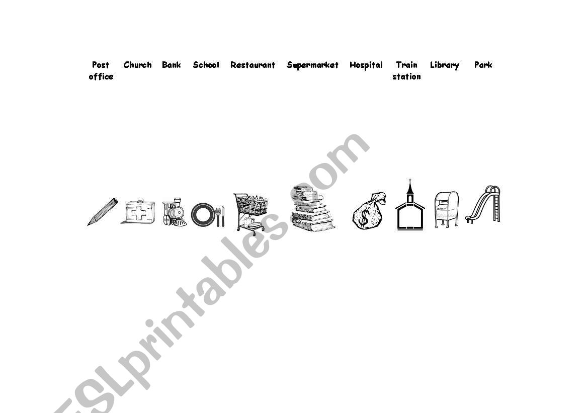 matching shop and buildings worksheet