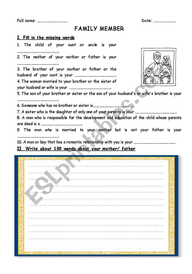 Family worksheet