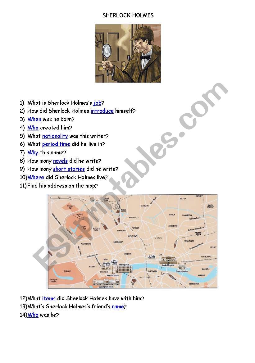 Sherlock Holmes worksheet