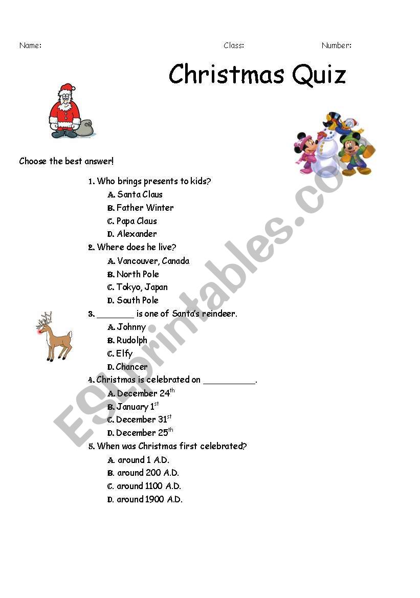 Christmas Quiz worksheet