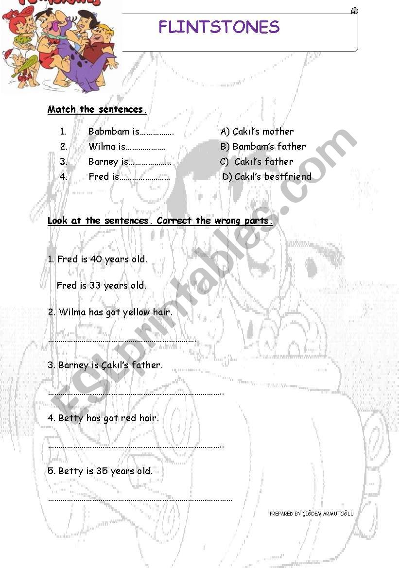 The Flintsnoes worksheet