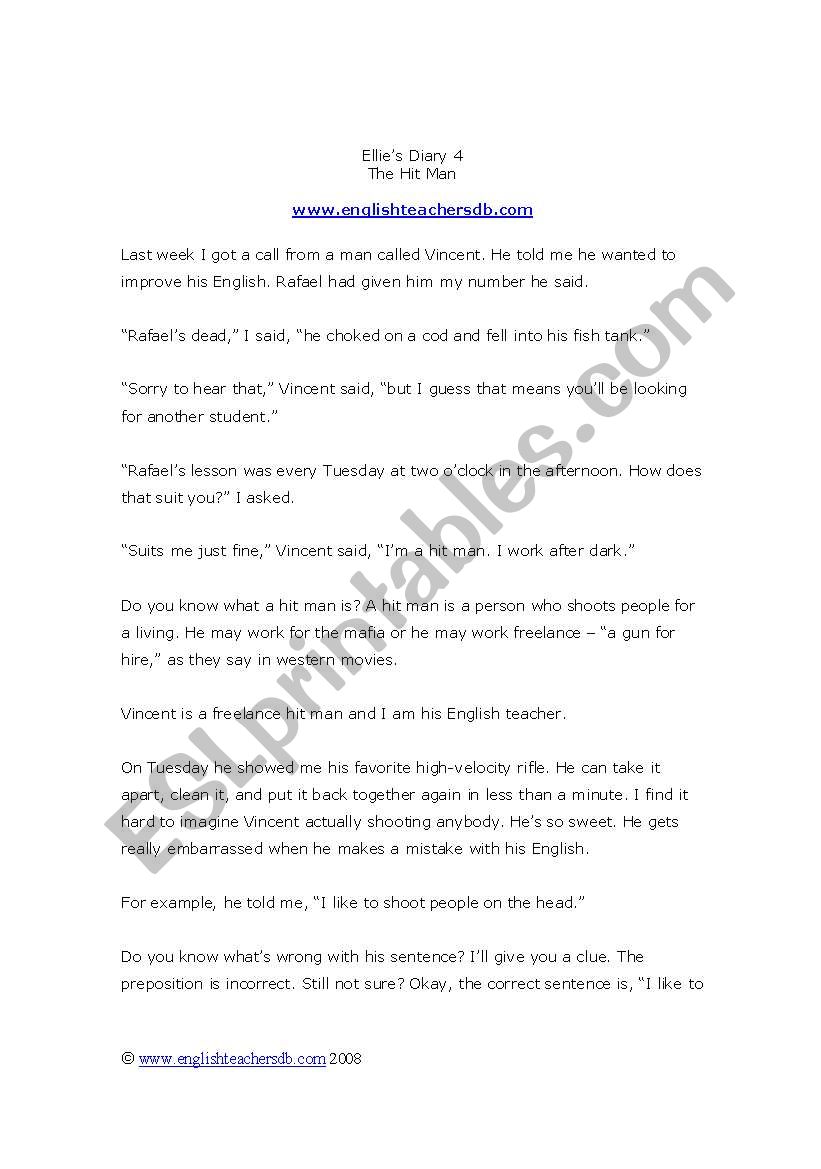 English worksheets: Ellie´s Diary 4