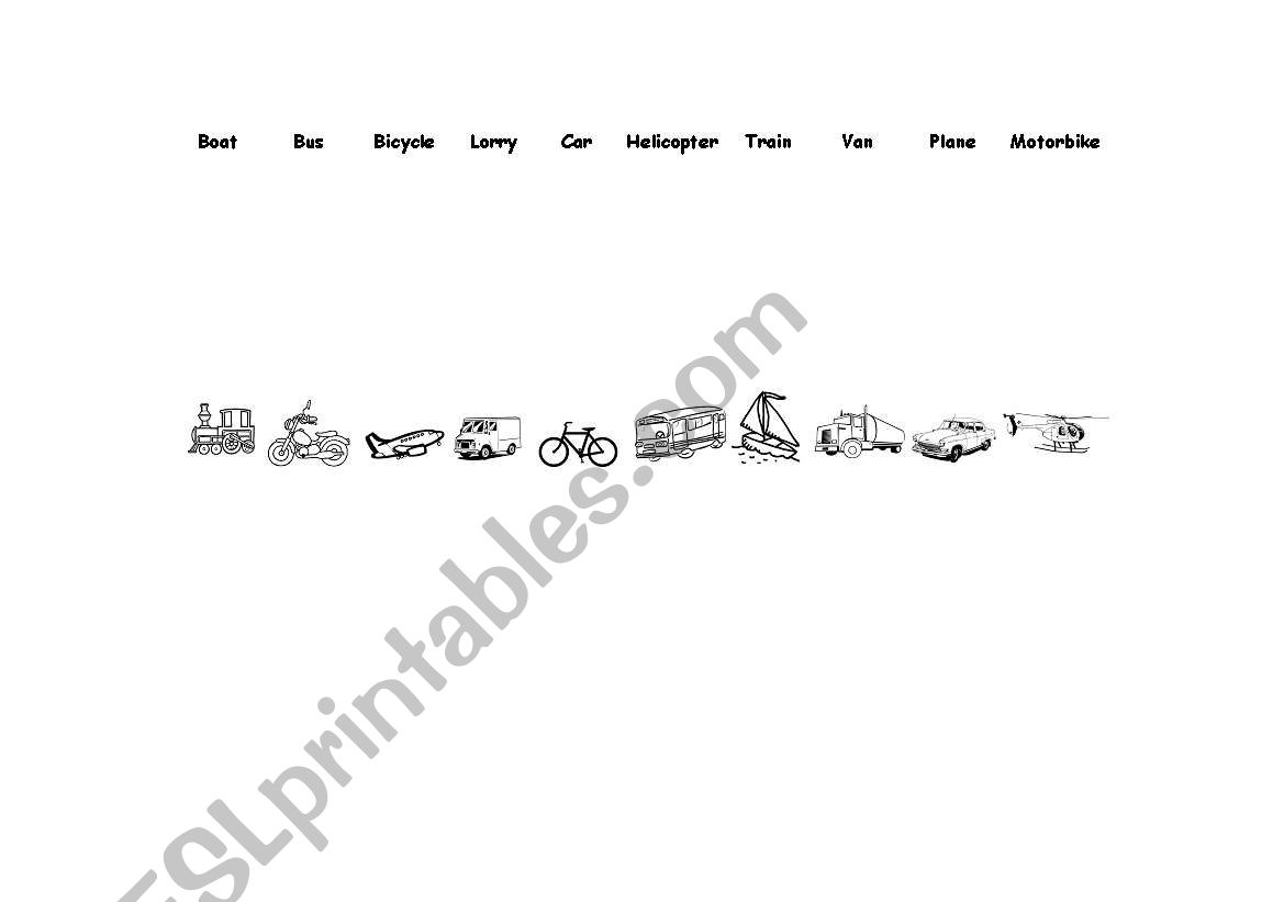 Matching transports worksheet