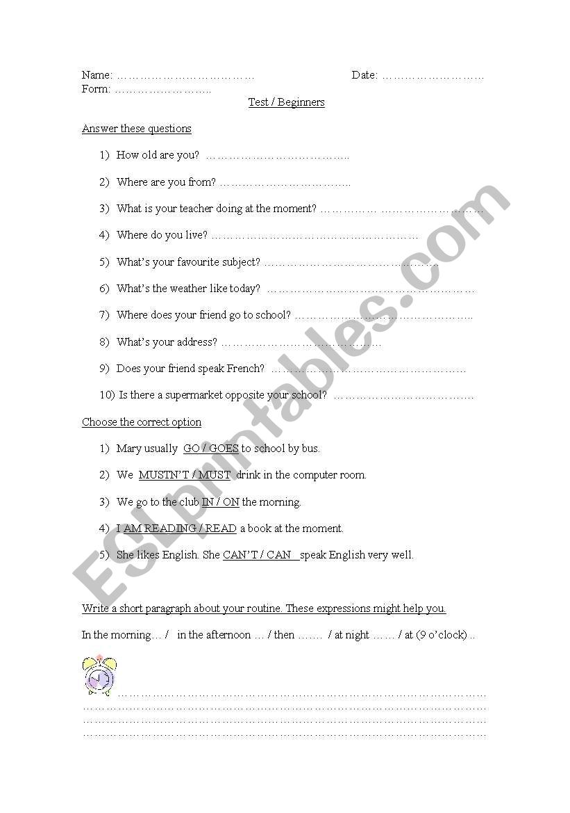 Test worksheet