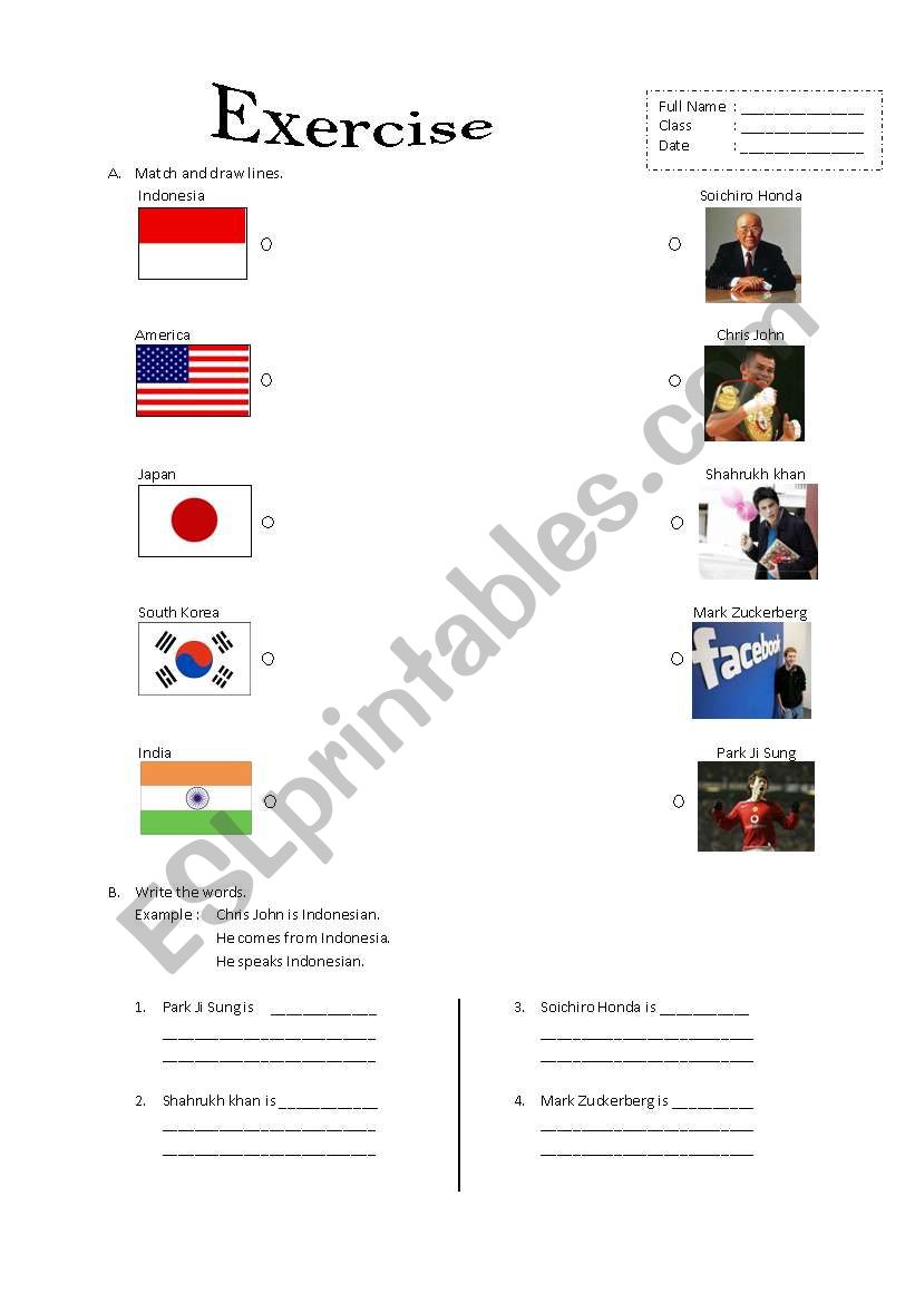 Nationality worksheet