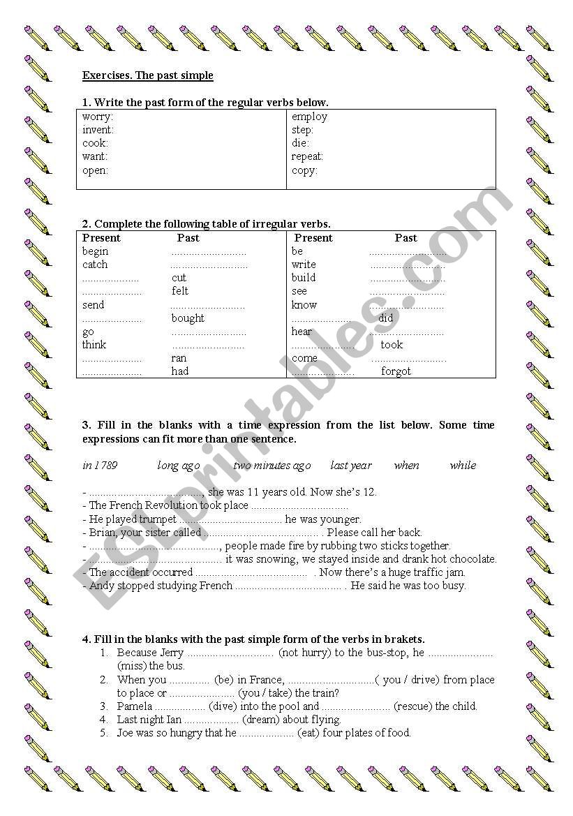 Past Simple Exercises ESL Worksheet By Ursula Perez