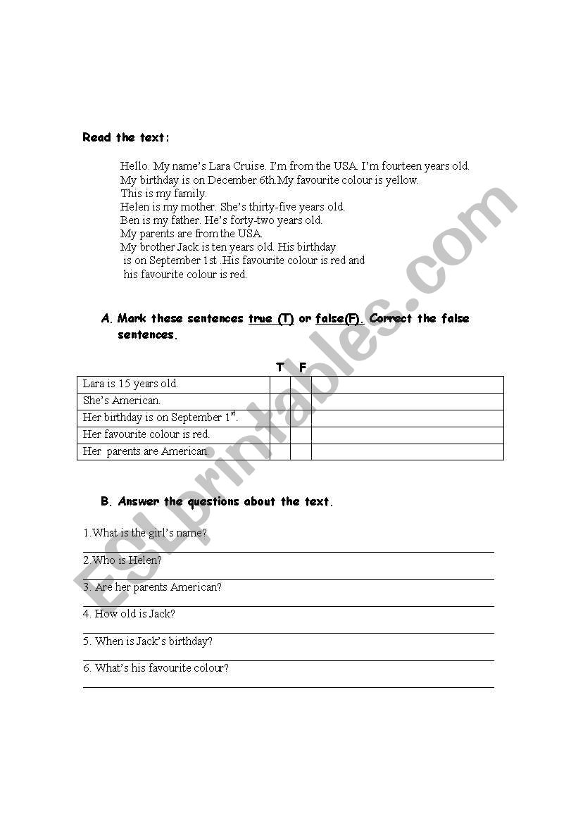 test your english worksheet