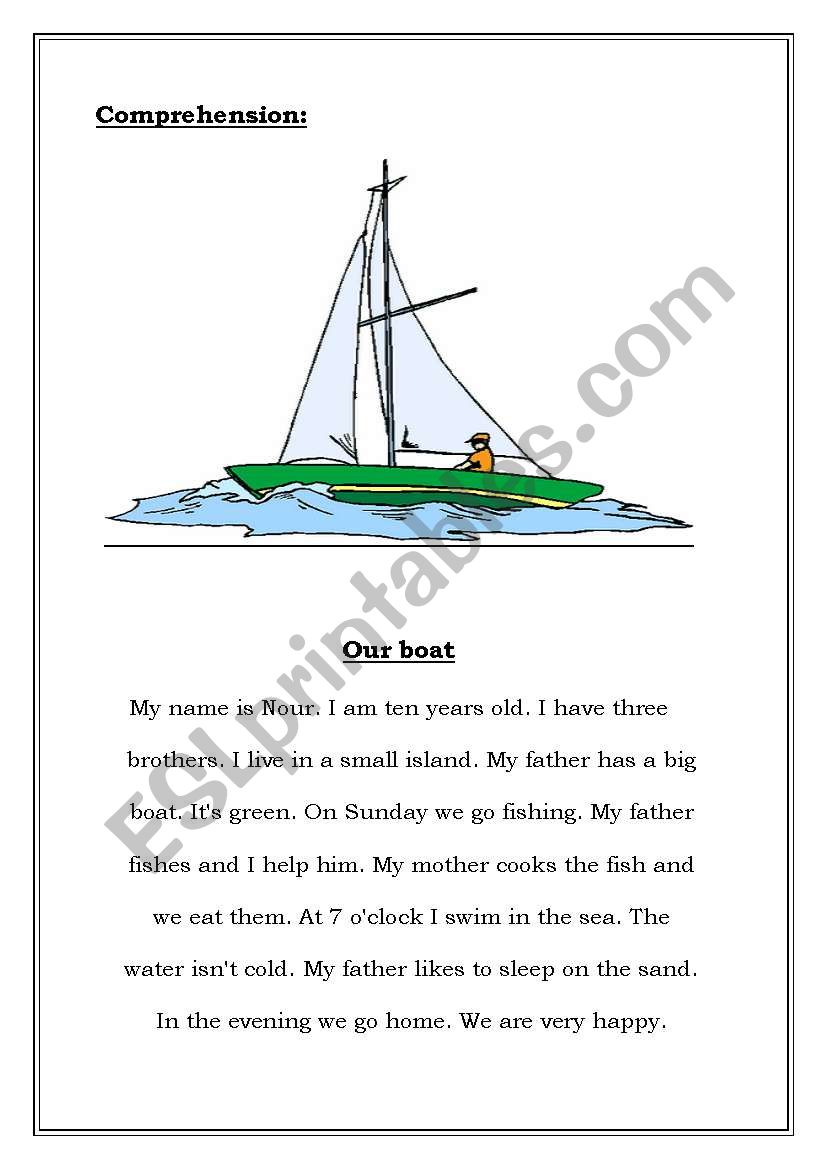 Our Boat worksheet