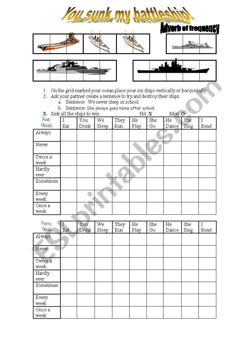 You sunk my battleship! - ESL worksheet by swanhime