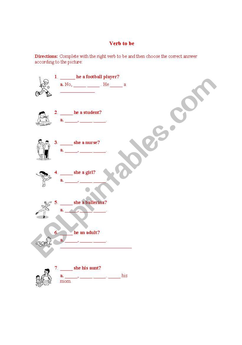 Verb to be worksheet