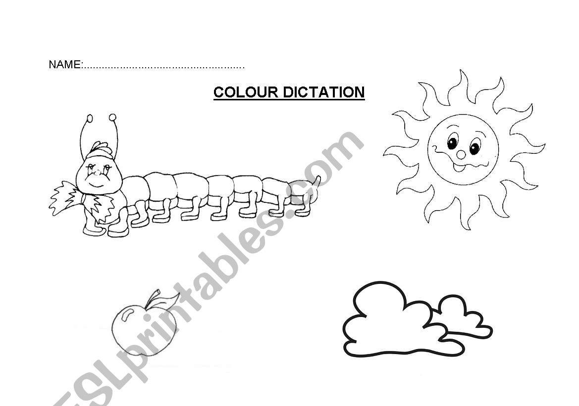 colour dictation worksheet