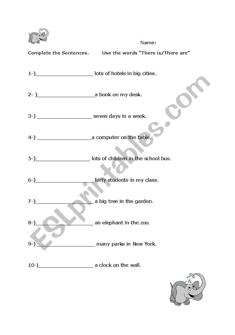 There is/ there are worksheet