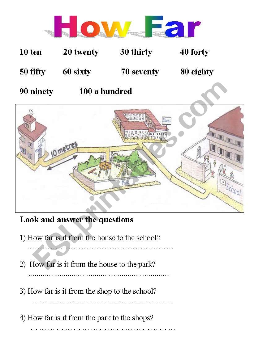 How Far ESL Worksheet By Massara