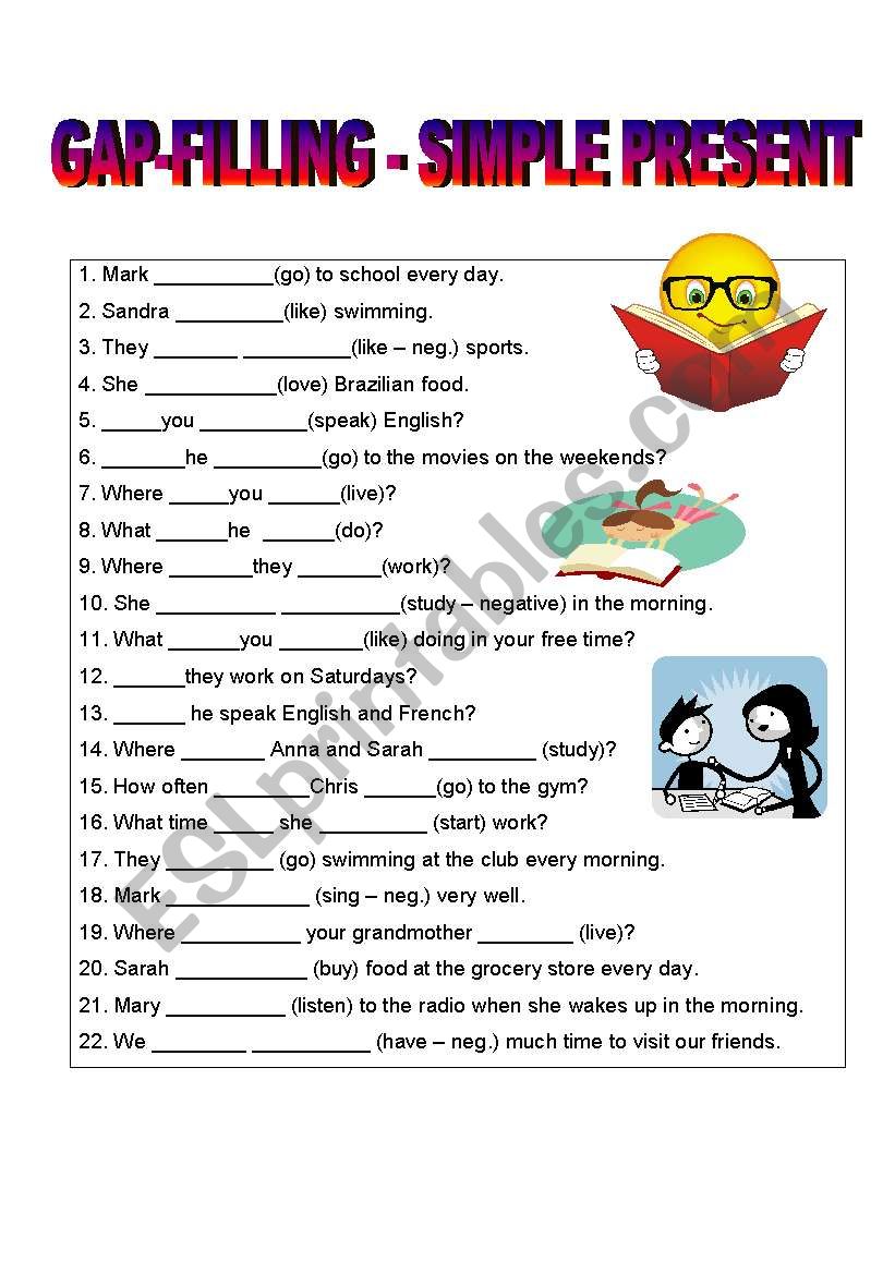 Simple Present Fill In The Gaps English Esl Worksheets Pdf Doc Hot