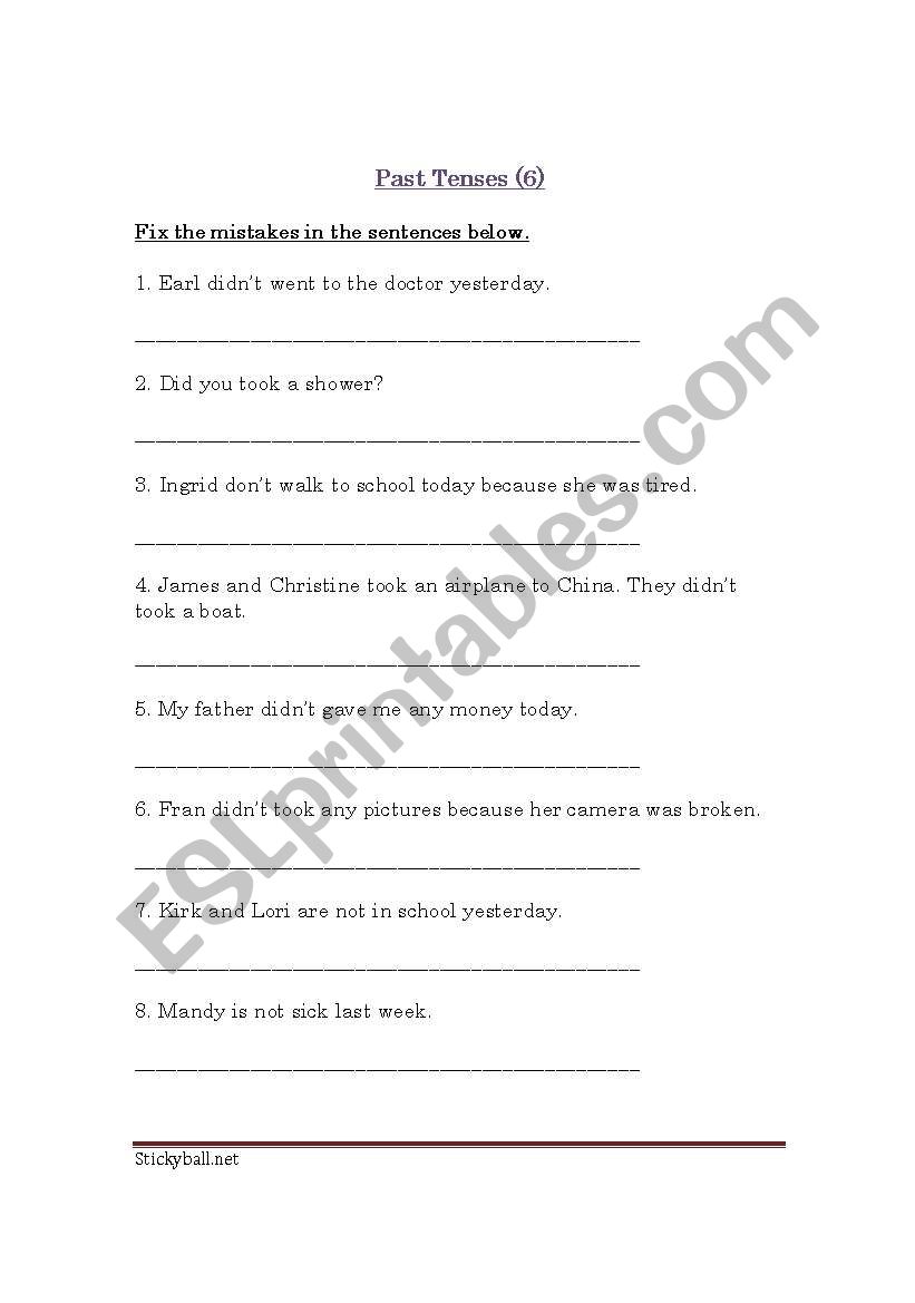 Past Tenses - Exercise