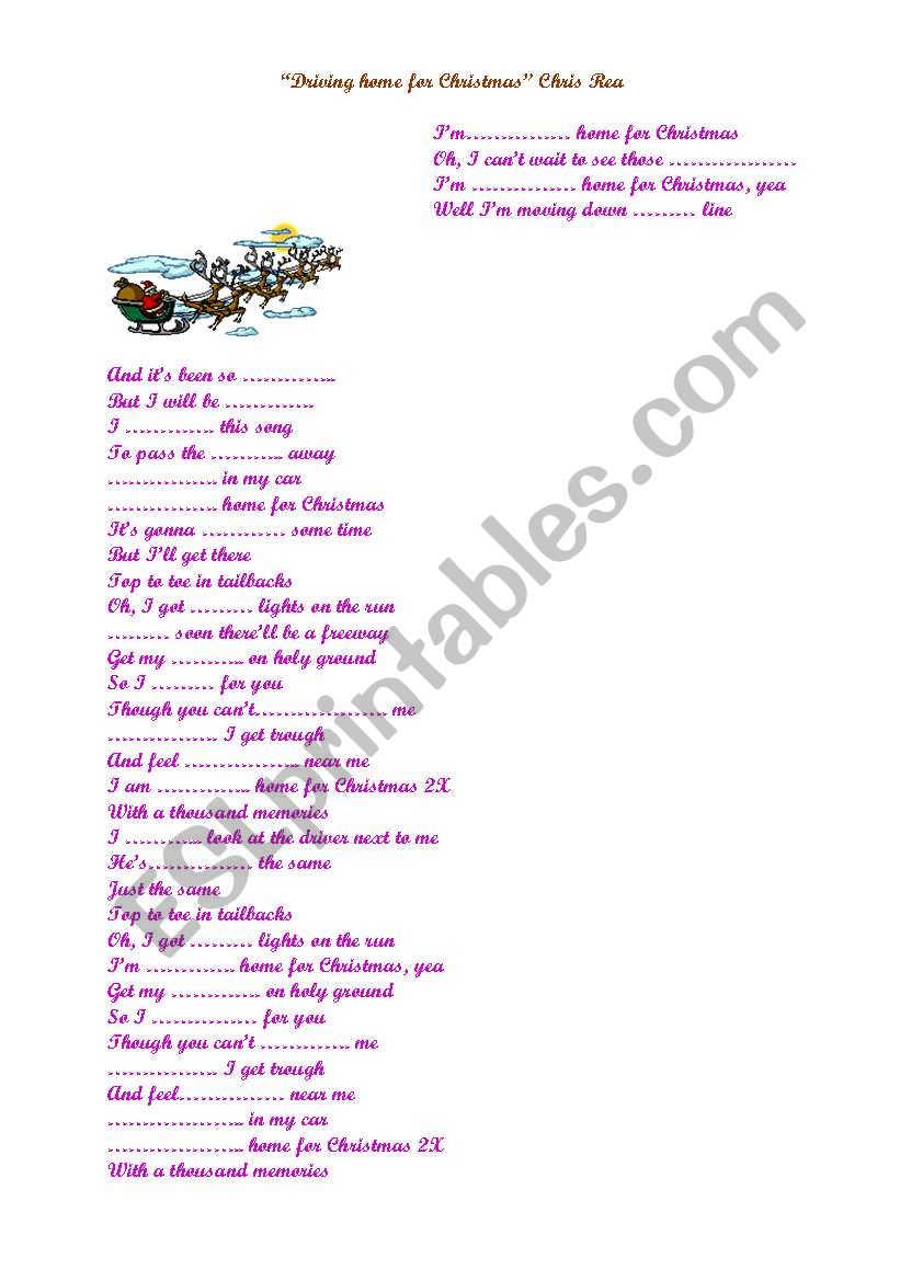 Xmas song by C. Rea  worksheet