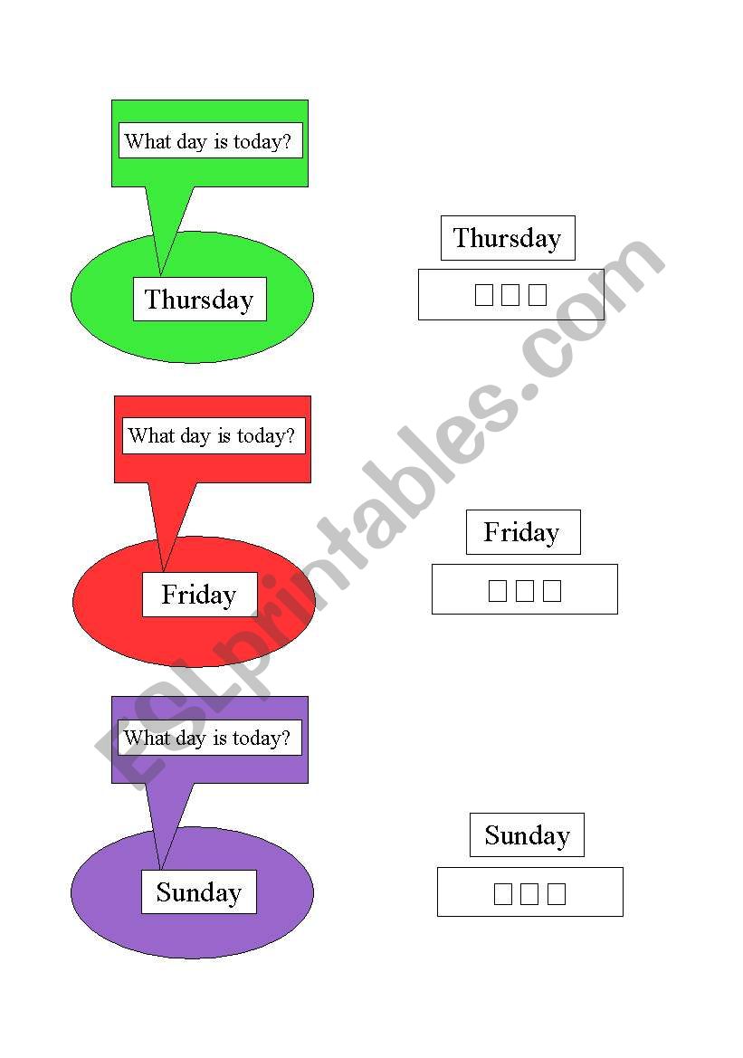 Days of the Week English - Chinese