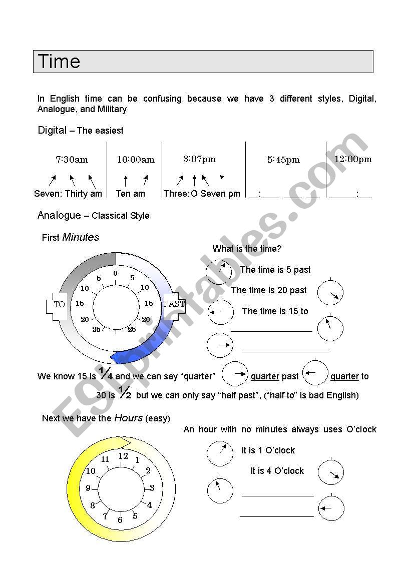 time worksheet esl worksheet by ambochef