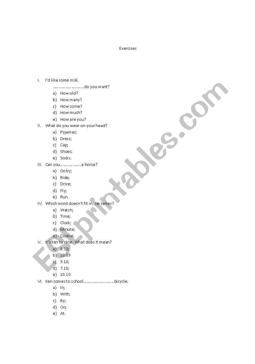 Vocabulary worksheet