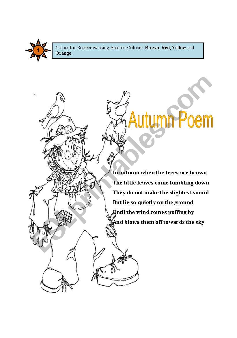 autumn  poem worksheet