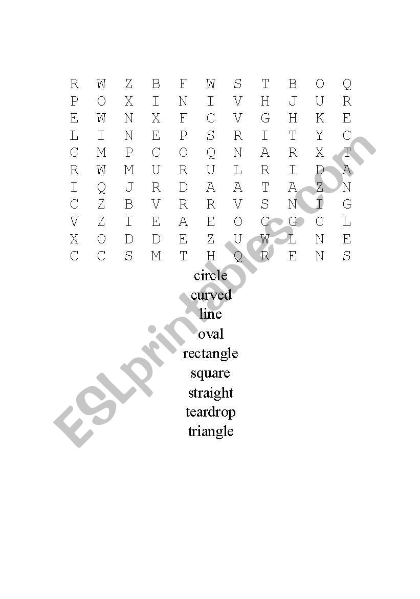 Shapes Wordsearch worksheet