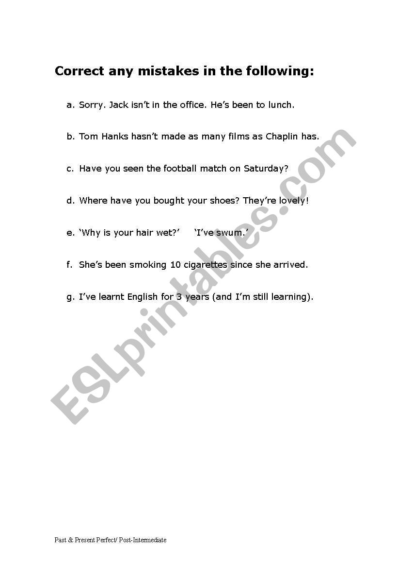 Simple Past or Present Perfect  Exercise