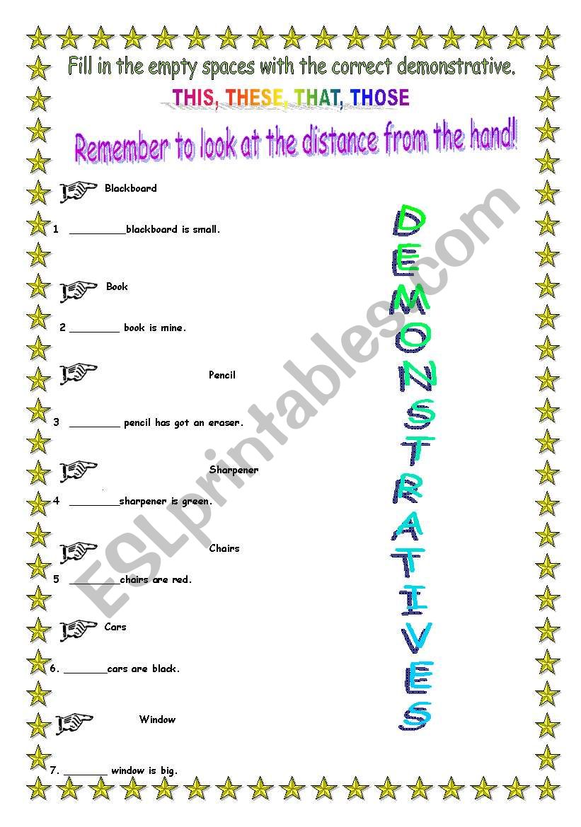 DEMONSTRATIVES worksheet