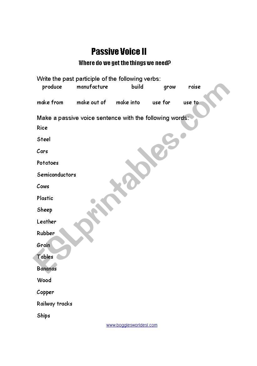 passive voice worksheet