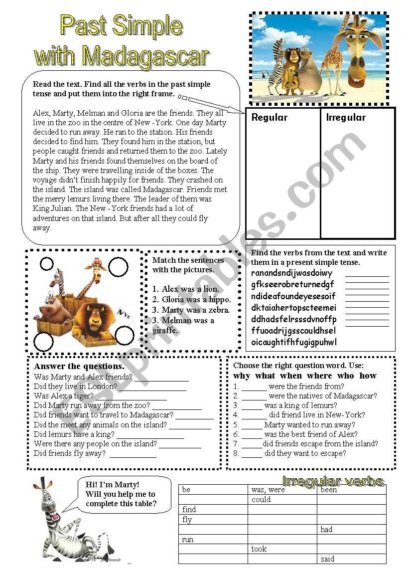 Past Simple with Madagascar. worksheet