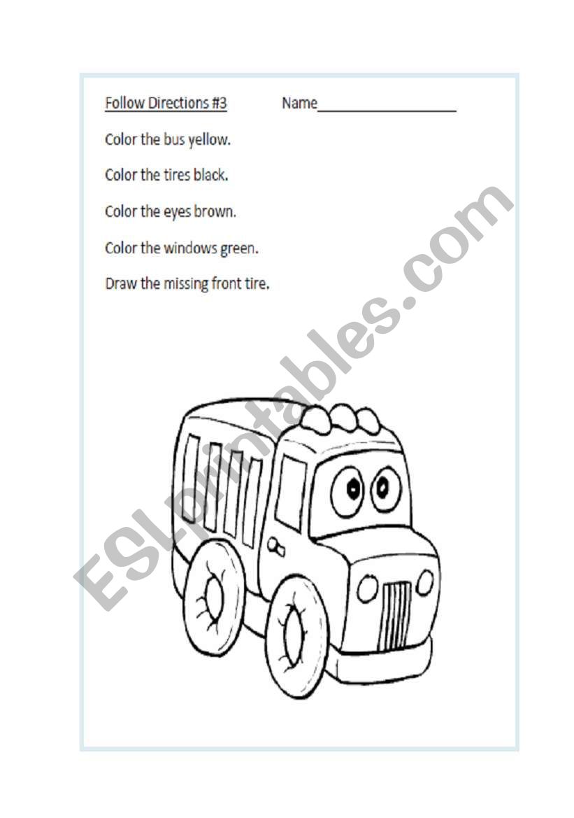 directions worksheet