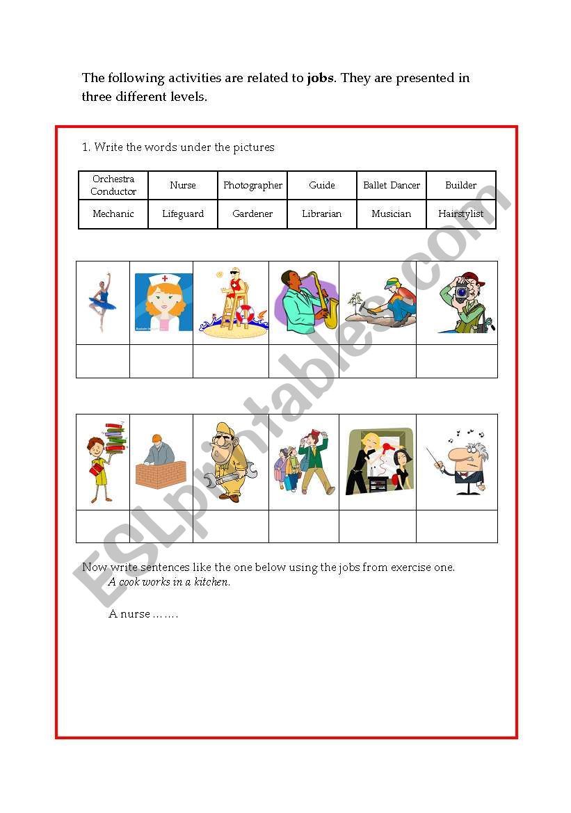 Jobs worksheet