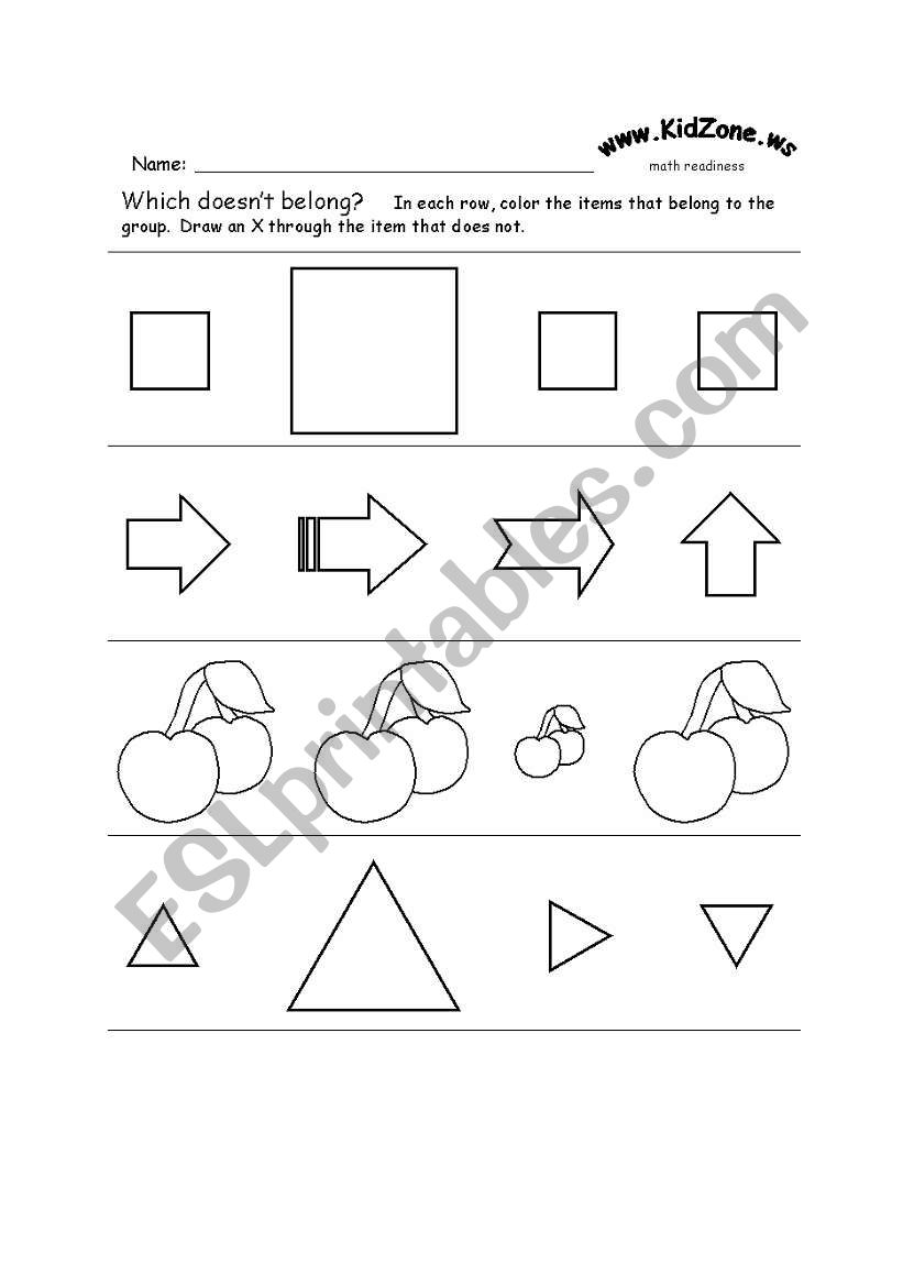 Which items doesnt belong? worksheet