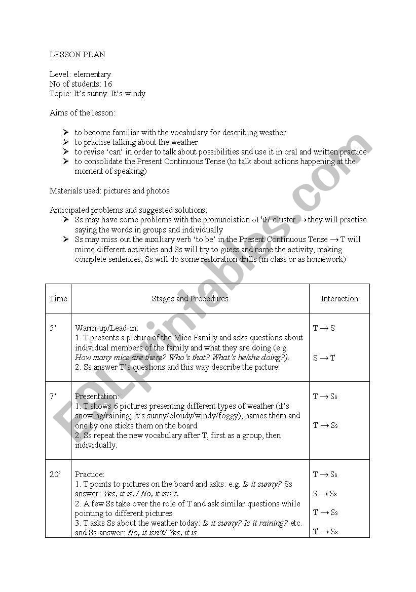 weather worksheet