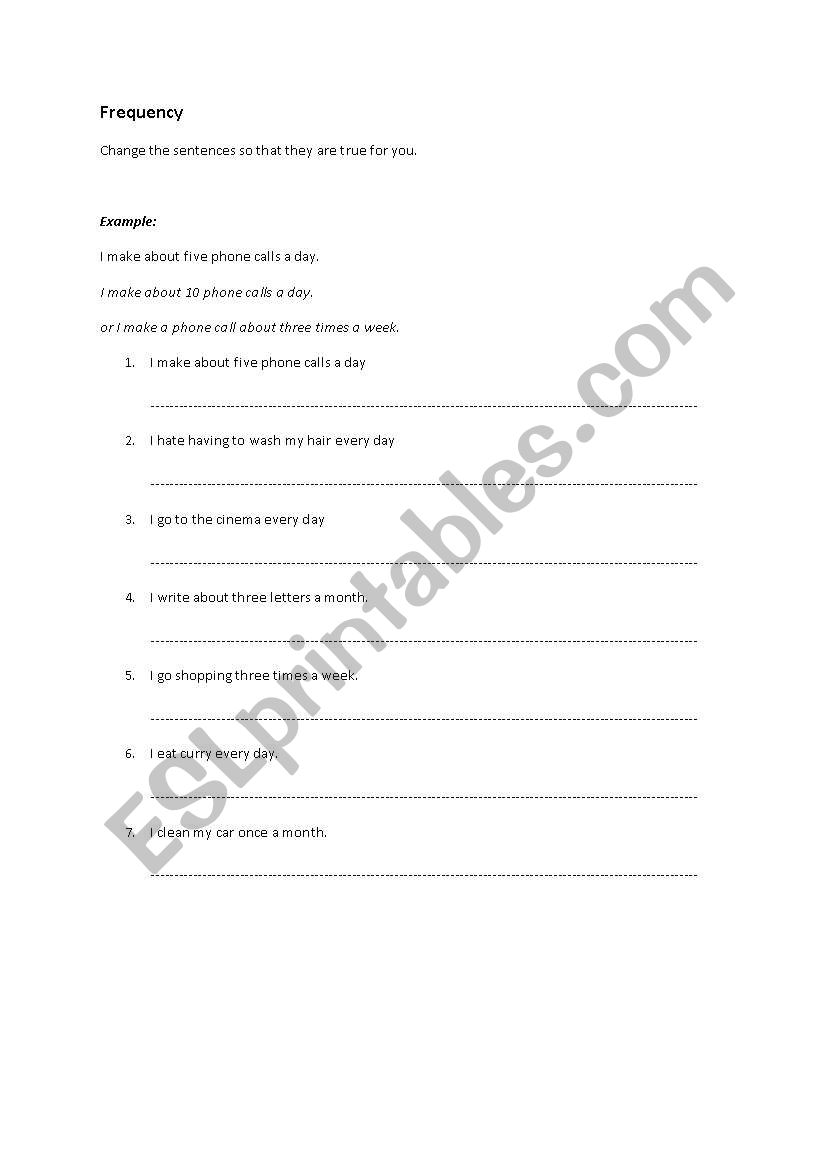 frequency work sheet worksheet
