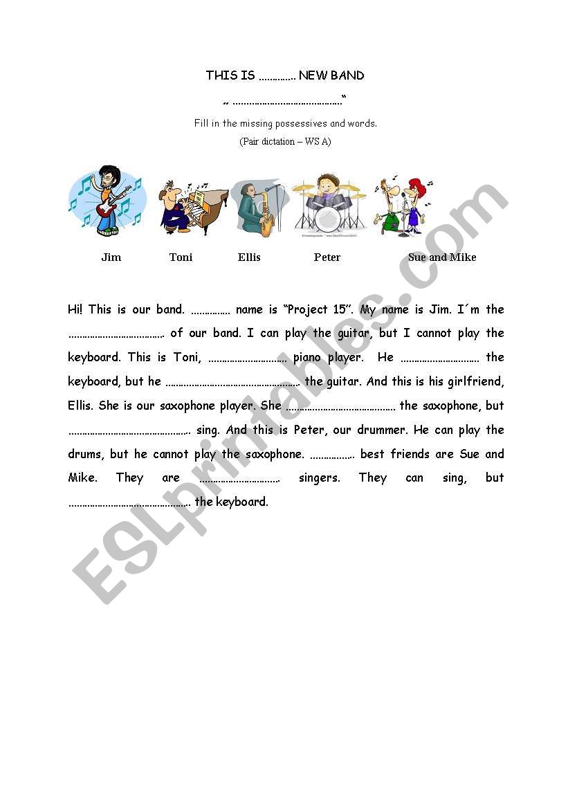 Pairdictation_musicians worksheet