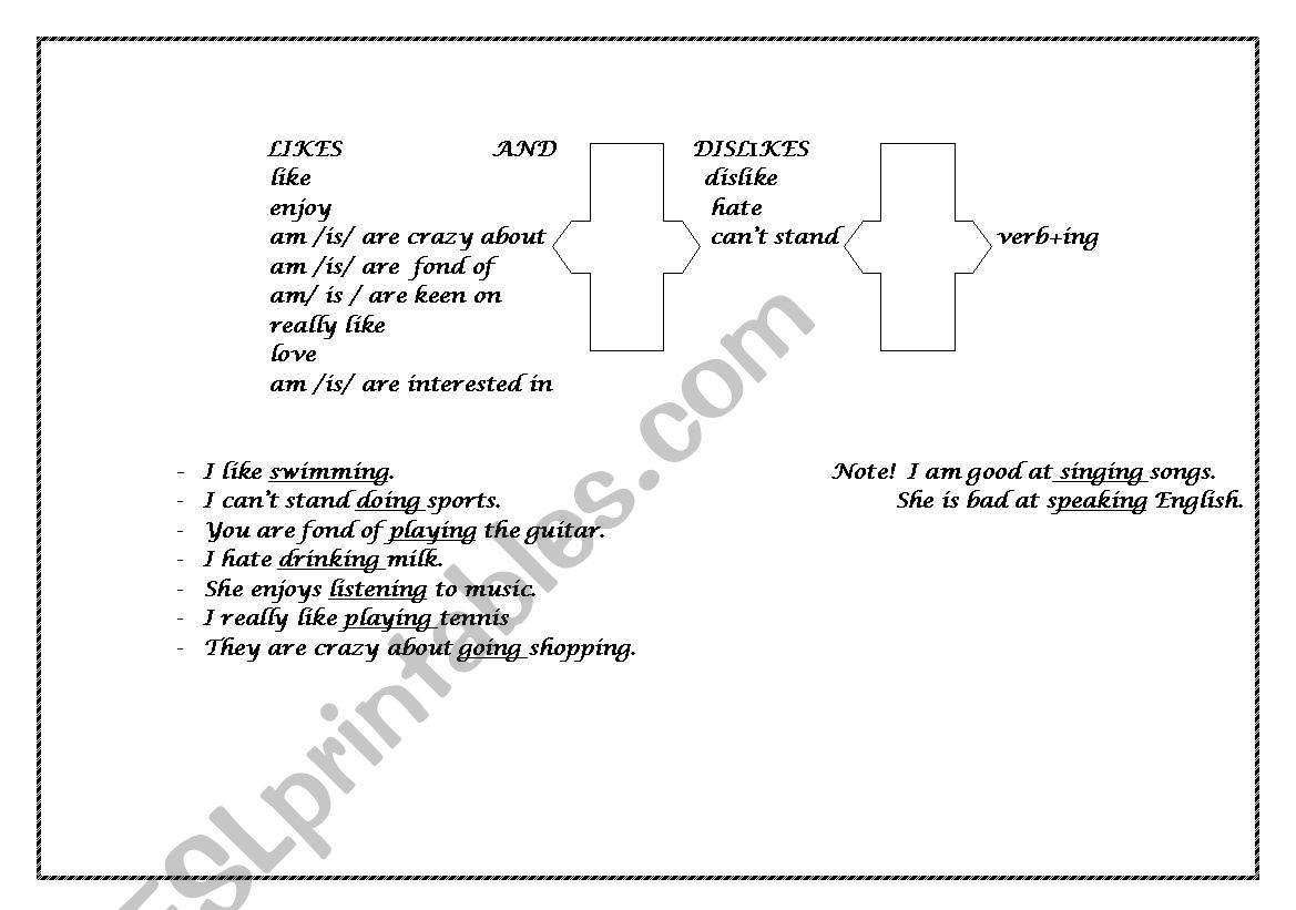 Likes & Dislikes worksheet