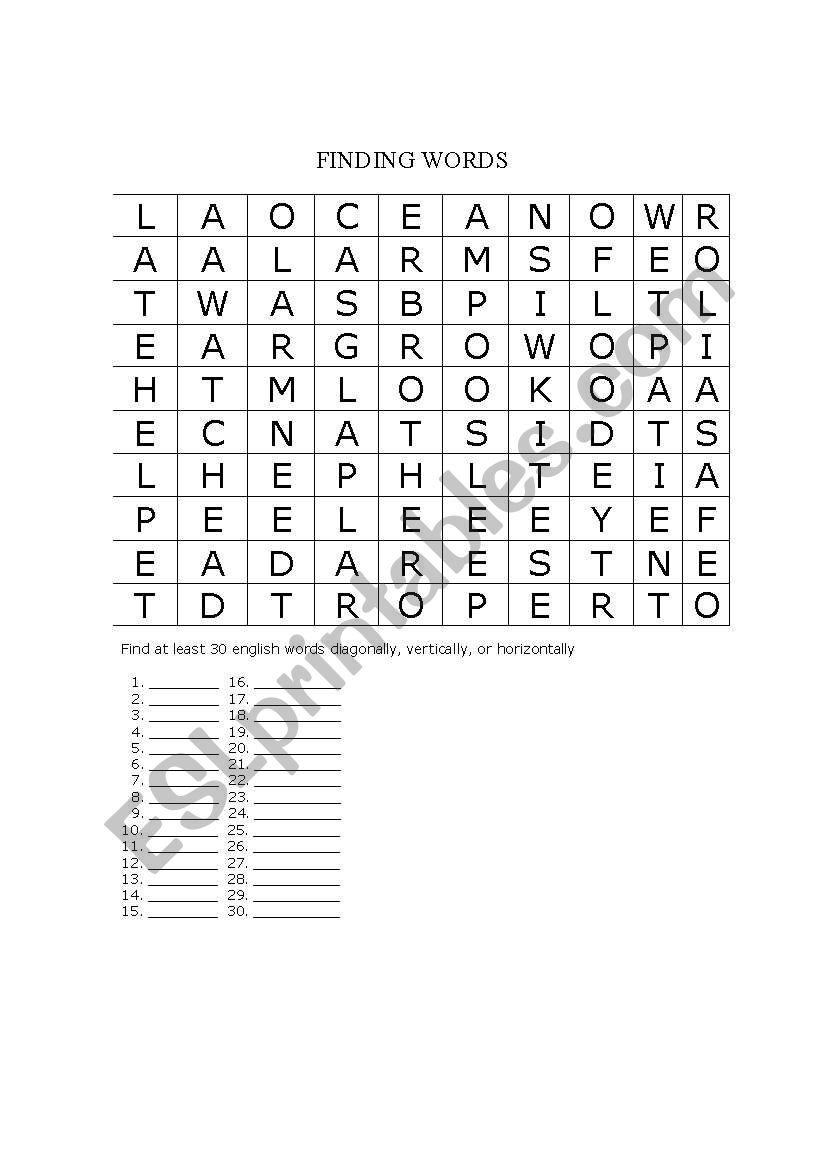 FINDING WORDS worksheet