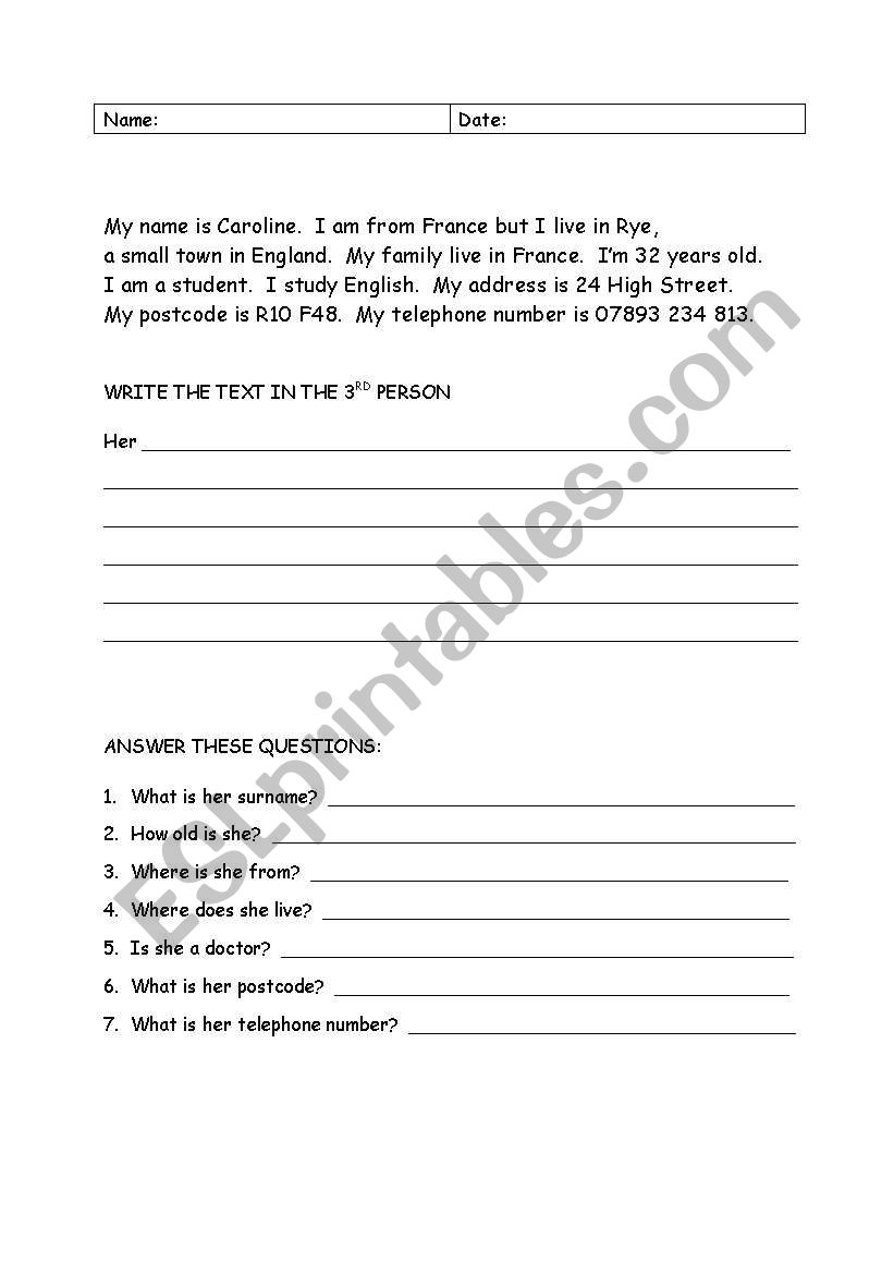 english-worksheets-third-person