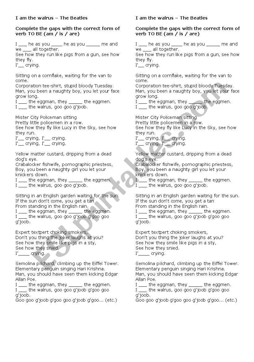 I am the walrus - Beatles worksheet