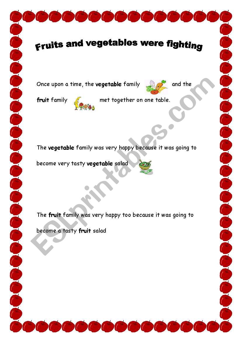 fruits and vegetables worksheet