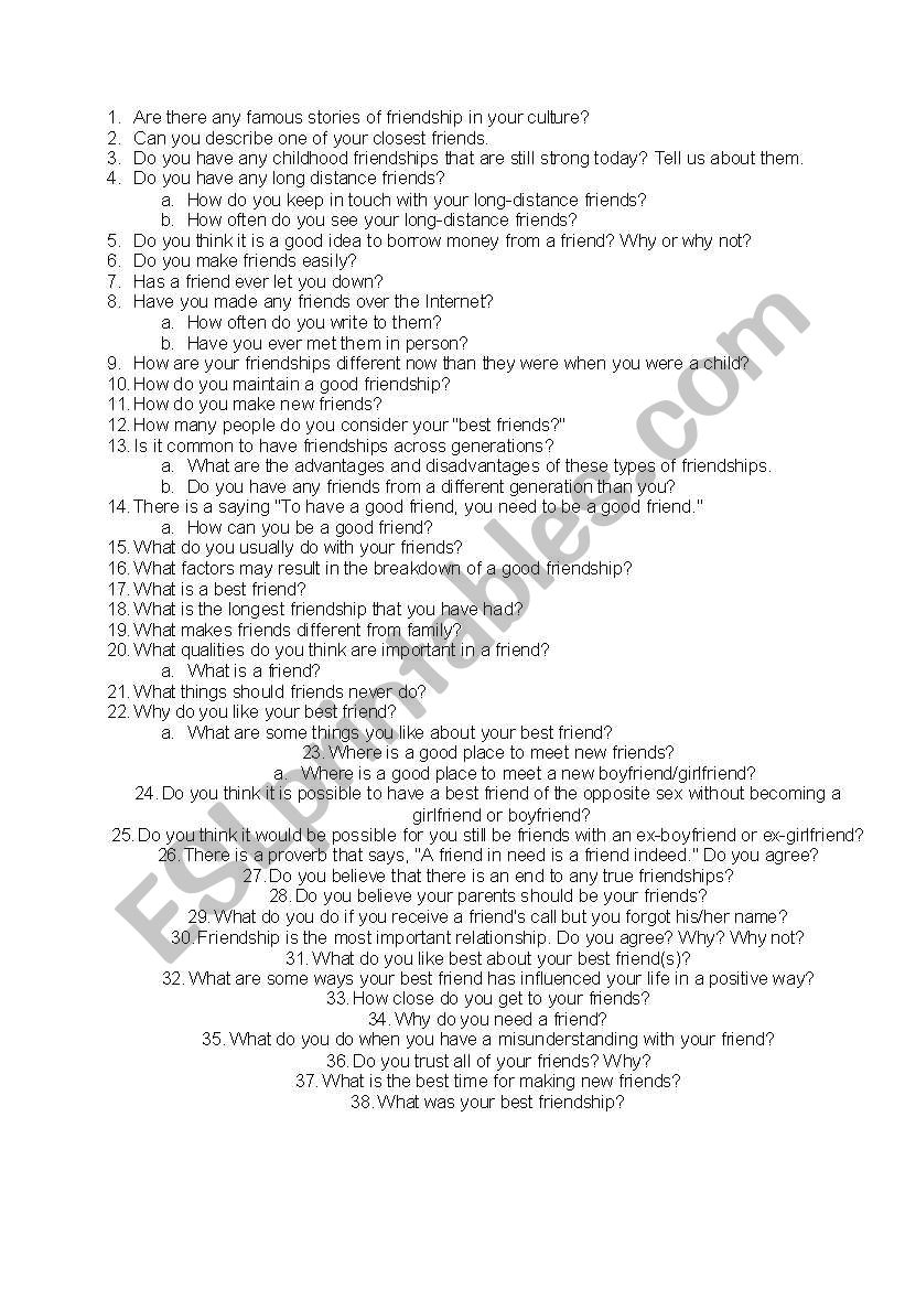 conversation questions worksheet